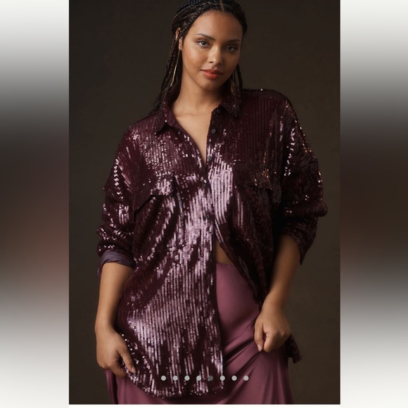 Anthropologie Pilcro Sequin Buttondown Shirt NWOT XS - Picture 5 of 8